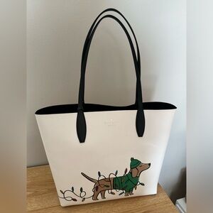 NWT Kate Spade Reversible Holiday Dachshund Tote w/ Wristlet